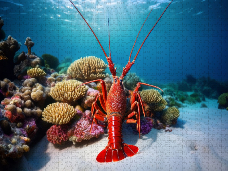 Languste im blauen Meer