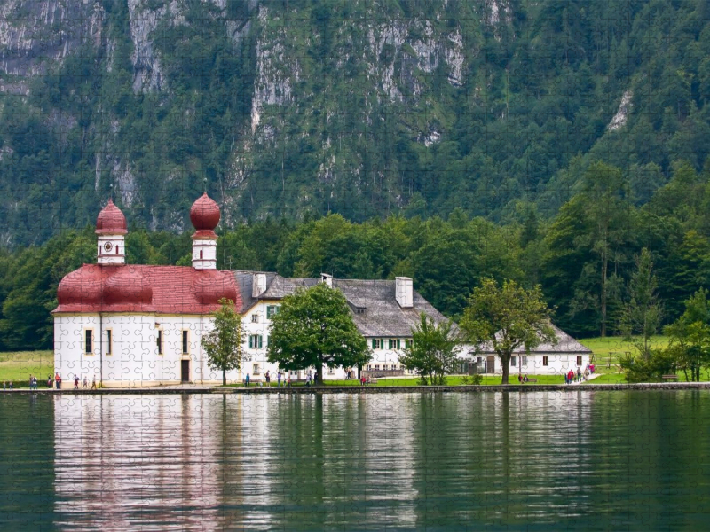 Wallfahrtskirche St. Bartholomäus, Königssee, Berchtesgadener Land, Bayern, Deutschland