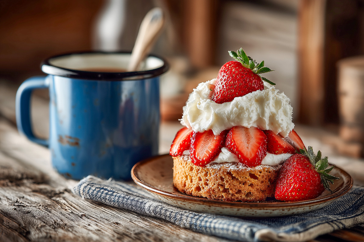 Frisches Erdbeertörtchen mit Sahnehaube und sommerlichem Genussmoment