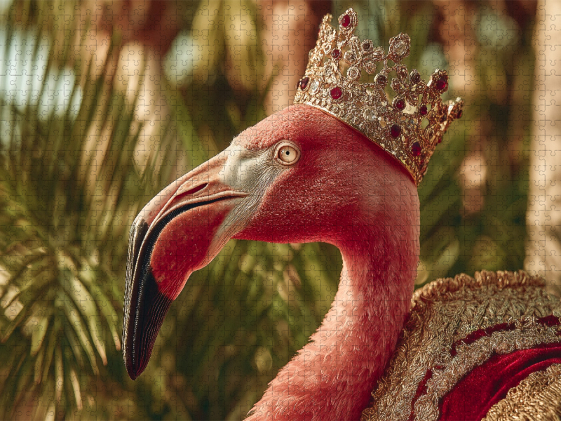 Majestätischer Flamingo mit Krone