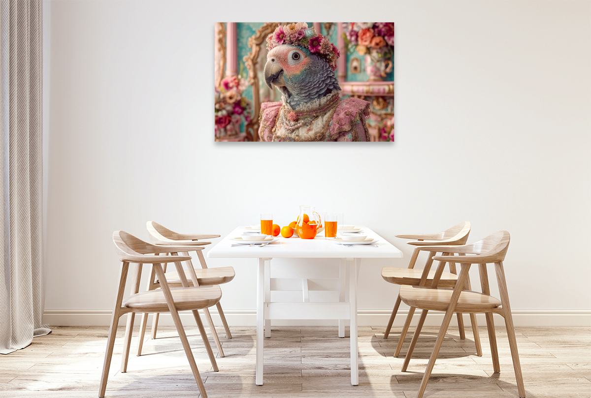 Königlicher Papagei mit Blumenkrone