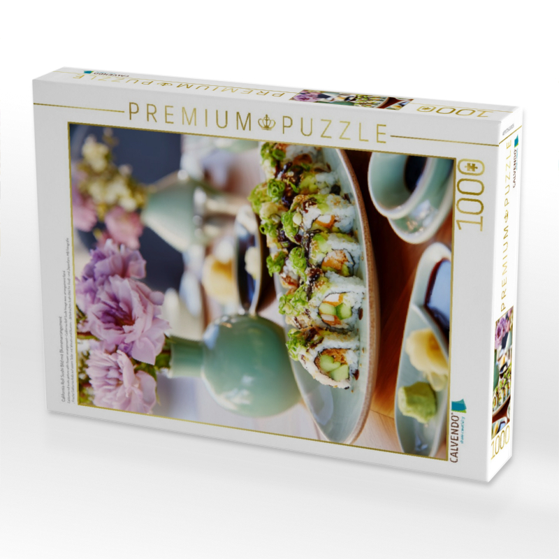 California Roll Sushi Bild mit Blumenarrangement