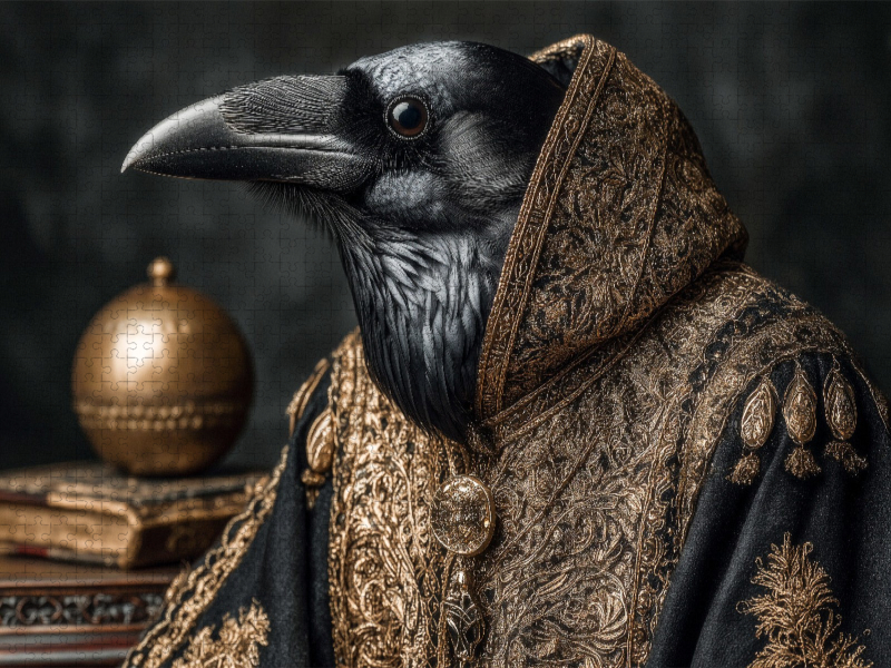 Vornehmer Rabe in goldener Robe