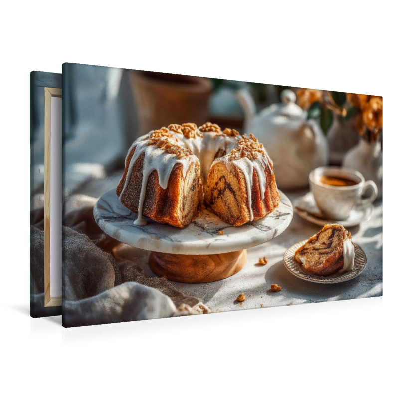 Gugelhupf Bild mit Zuckerguss auf Kuchenteller