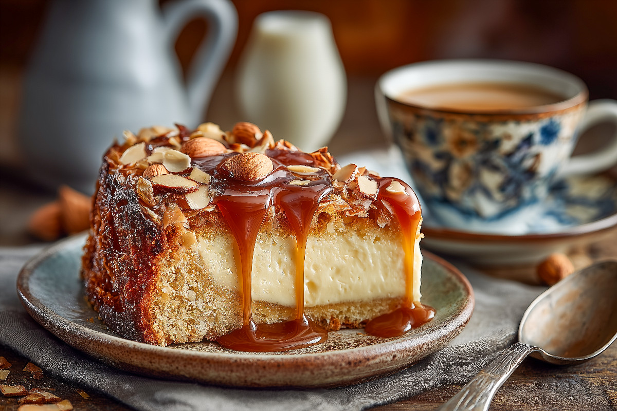 Bienenstich Bild mit Mandeln und cremiger Füllung