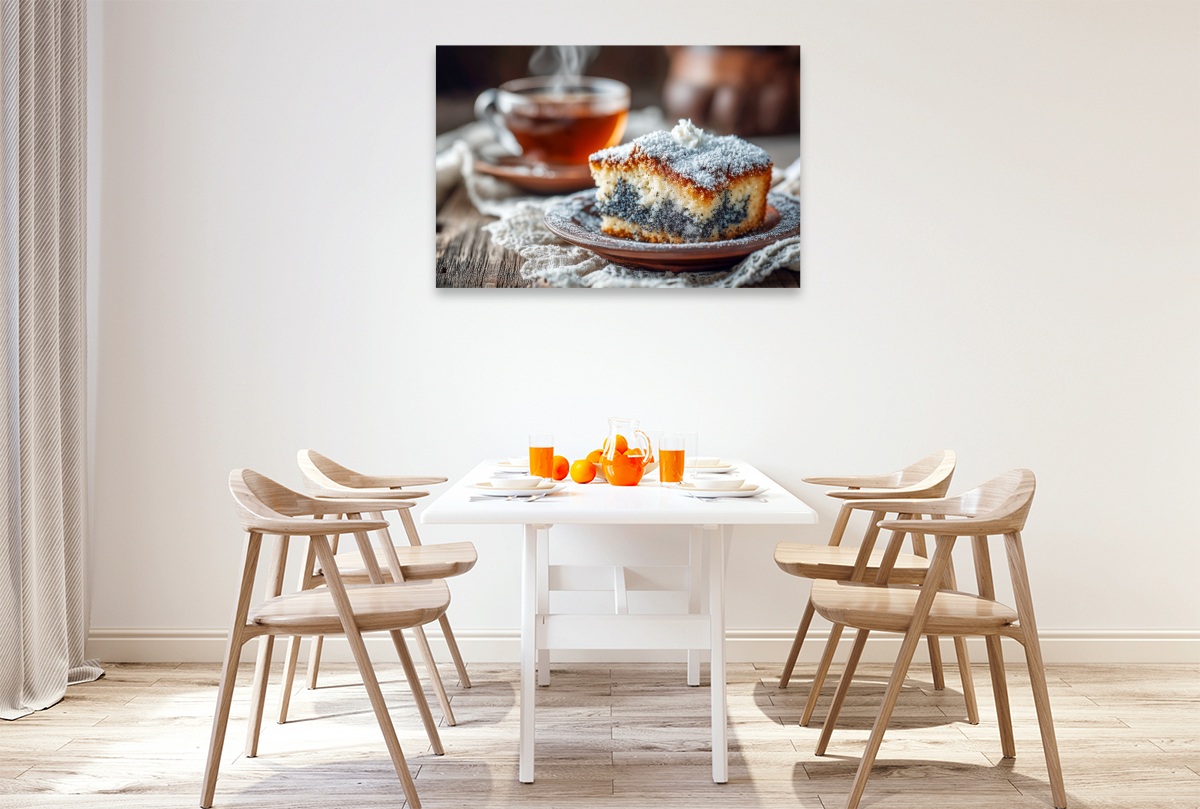 Saftiger Mohnkuchen mit Puderzucker