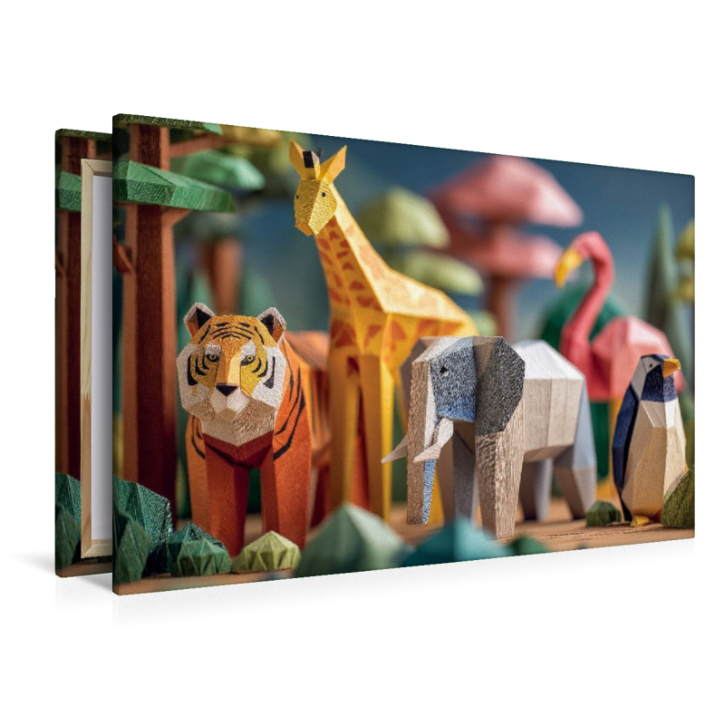 Origami Zoo mit Tiger, Giraffe, Elefant und Flamingo