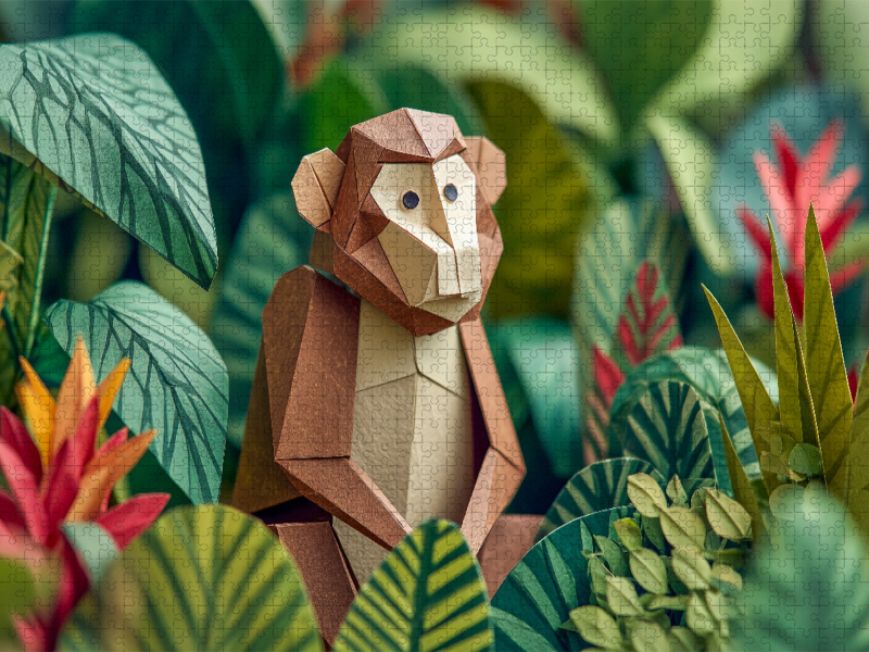 Origami Affe im tropischen Dschungel