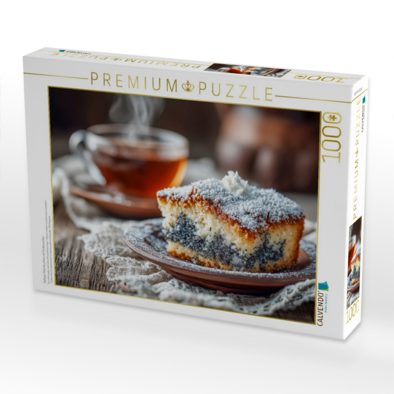 Saftiger Mohnkuchen mit Puderzucker