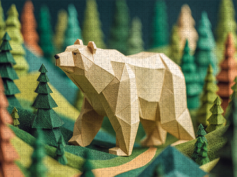 Origami Bär im Wald