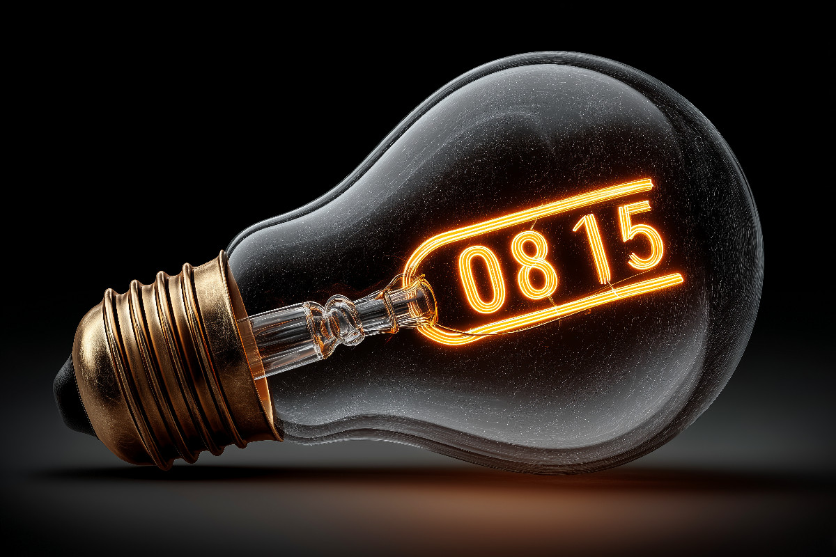 Glühbirne mit 0815 Leuchtschrift