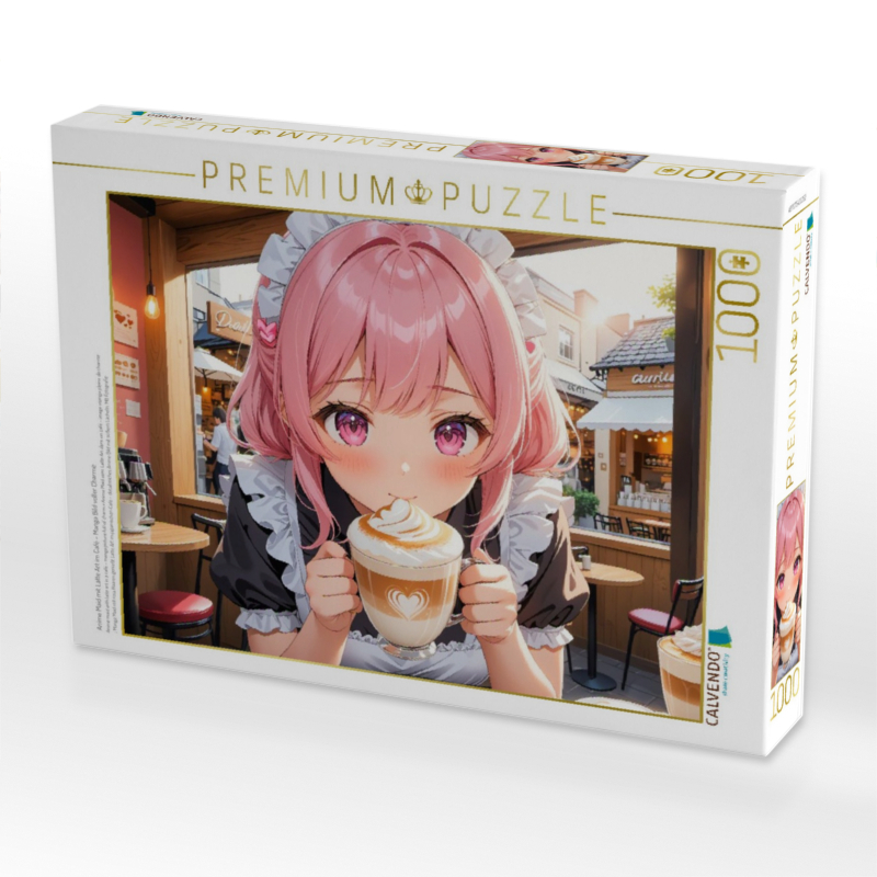 Anime Maid mit Latte Art im Café – Manga Bild voller Charme