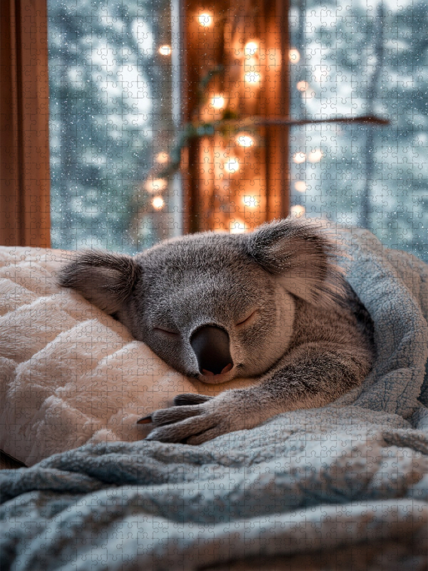 Schlafender Koalabär im Bett
