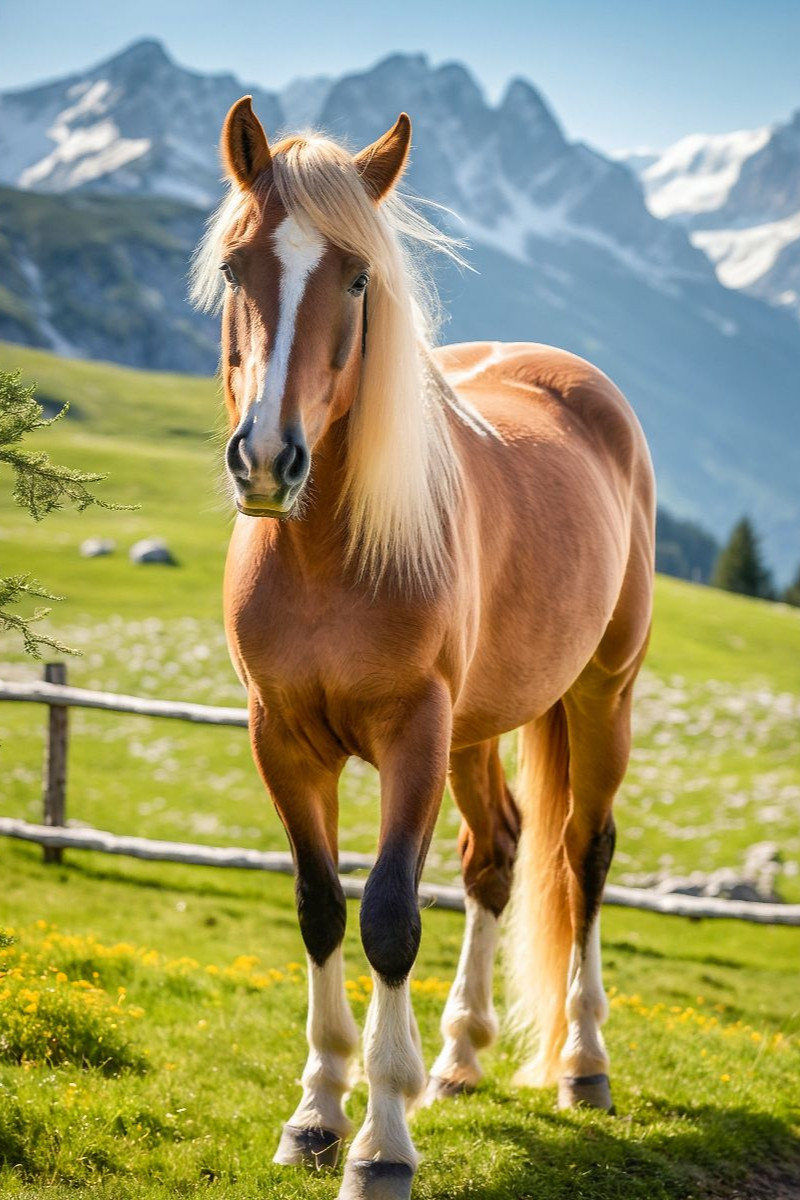 Haflinger Pferd in den Alpen