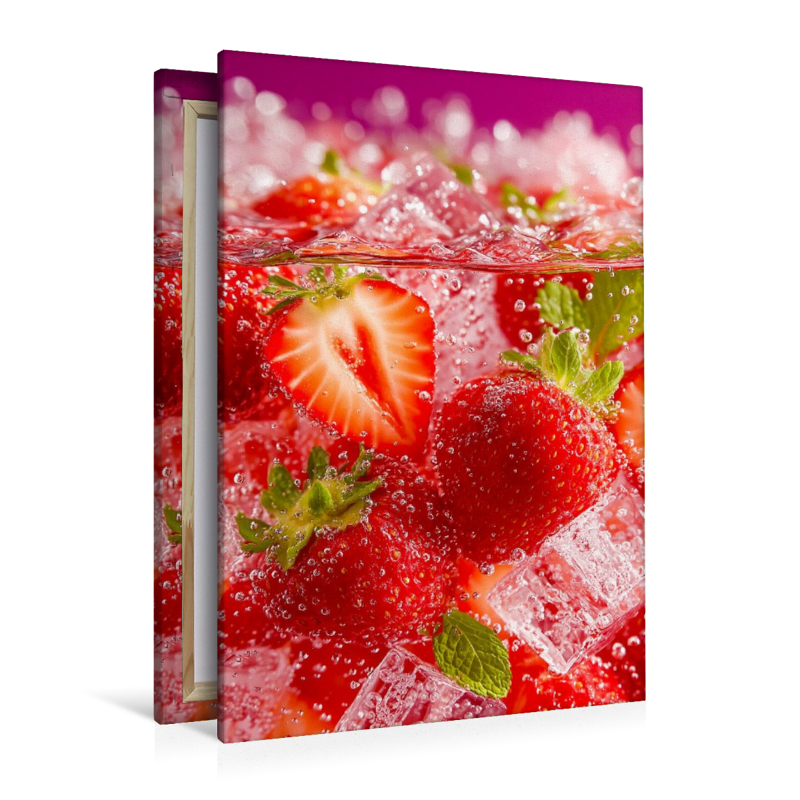 Erdbeeren mit Eiswürfeln und Minze