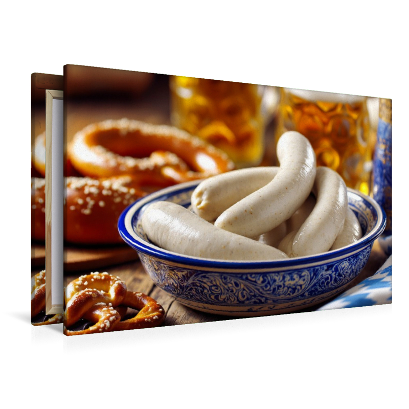 Bayerische Weißwürste mit Bier und Brezel