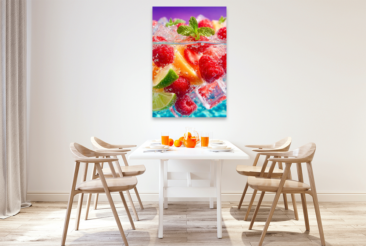 Frische Früchte mit Eiswürfeln und Minze