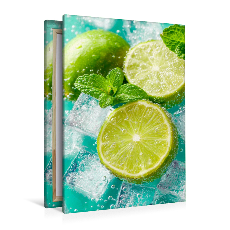 Frische Limetten mit Eiswürfeln