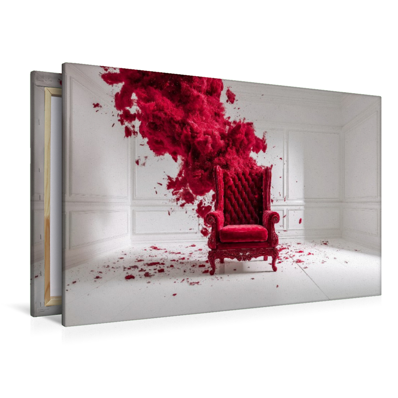 Roter Sessel im weißen Raum – Abstrakte Kunst in minimalistischem Stil