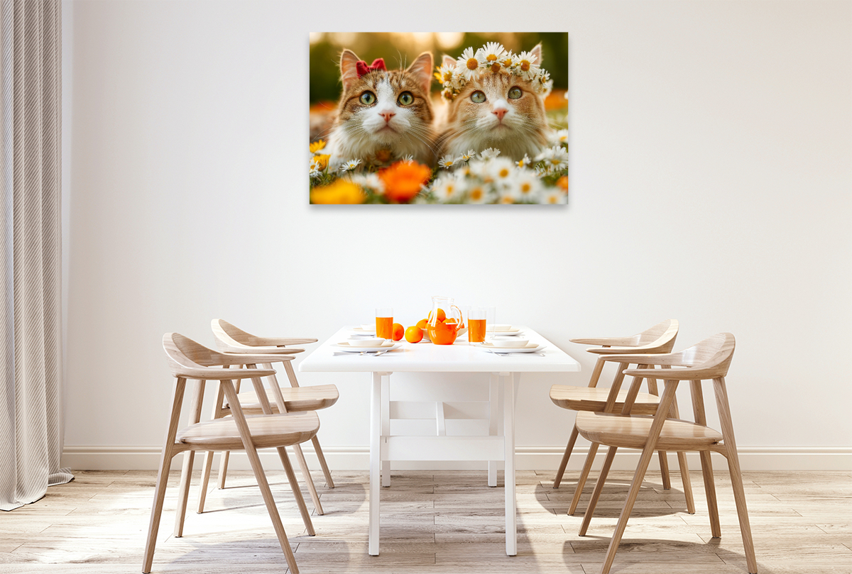 Süße Katzen in der Blumenwiese