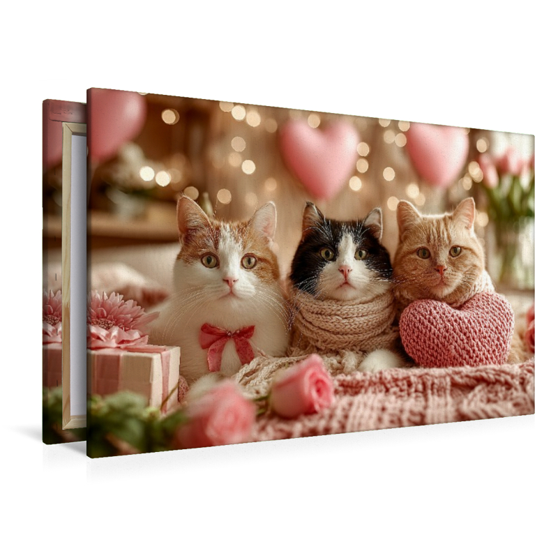 Valentinstag Katzen mit Herzen und Rosen