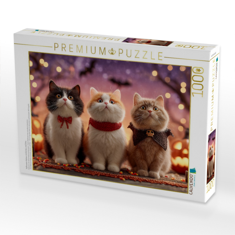 Halloween Katzen mit Kürbis und Deko