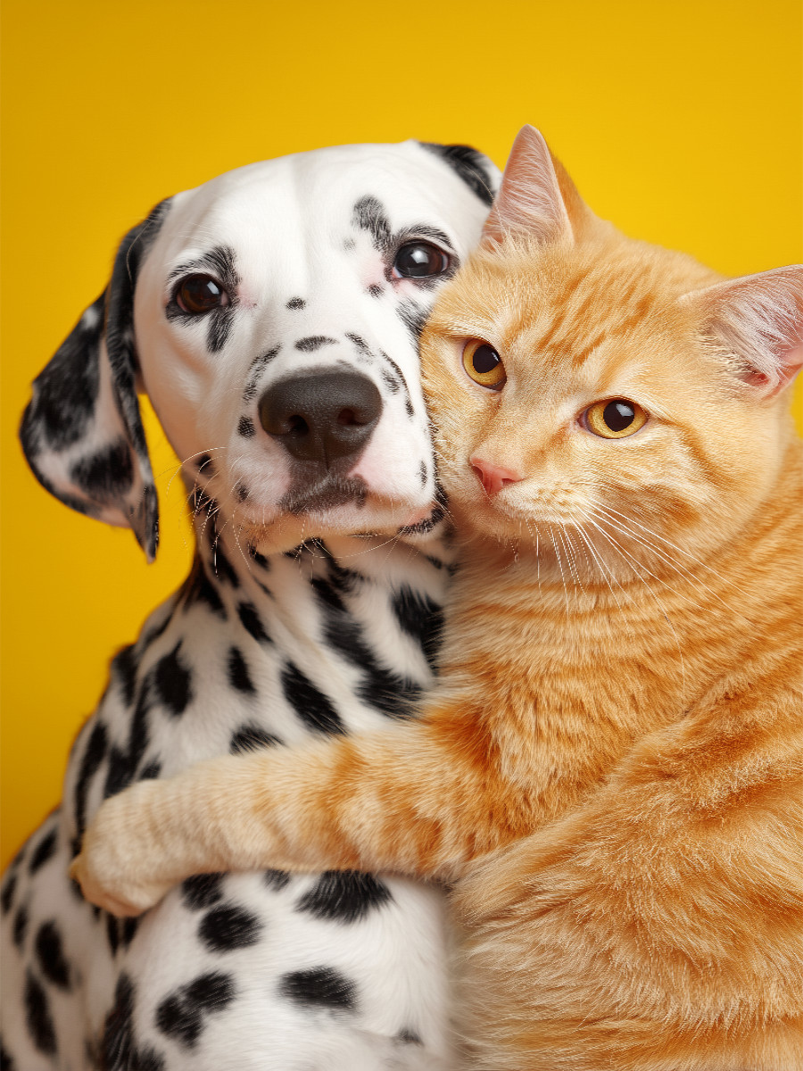 Dalmatiner und roter Kater – Tierfreundschaft Hund und Katze
