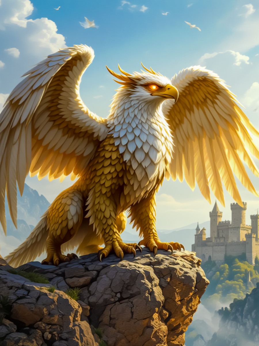 Greif, ein Mischwesen aus Adler und Löwe