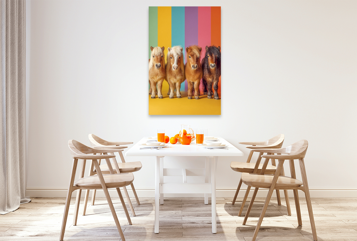 Bunte Zwergpony Bilder mit Regenbogenfarben