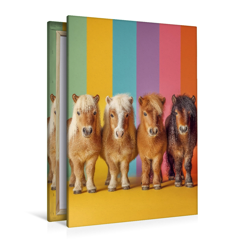 Bunte Zwergpony Bilder mit Regenbogenfarben