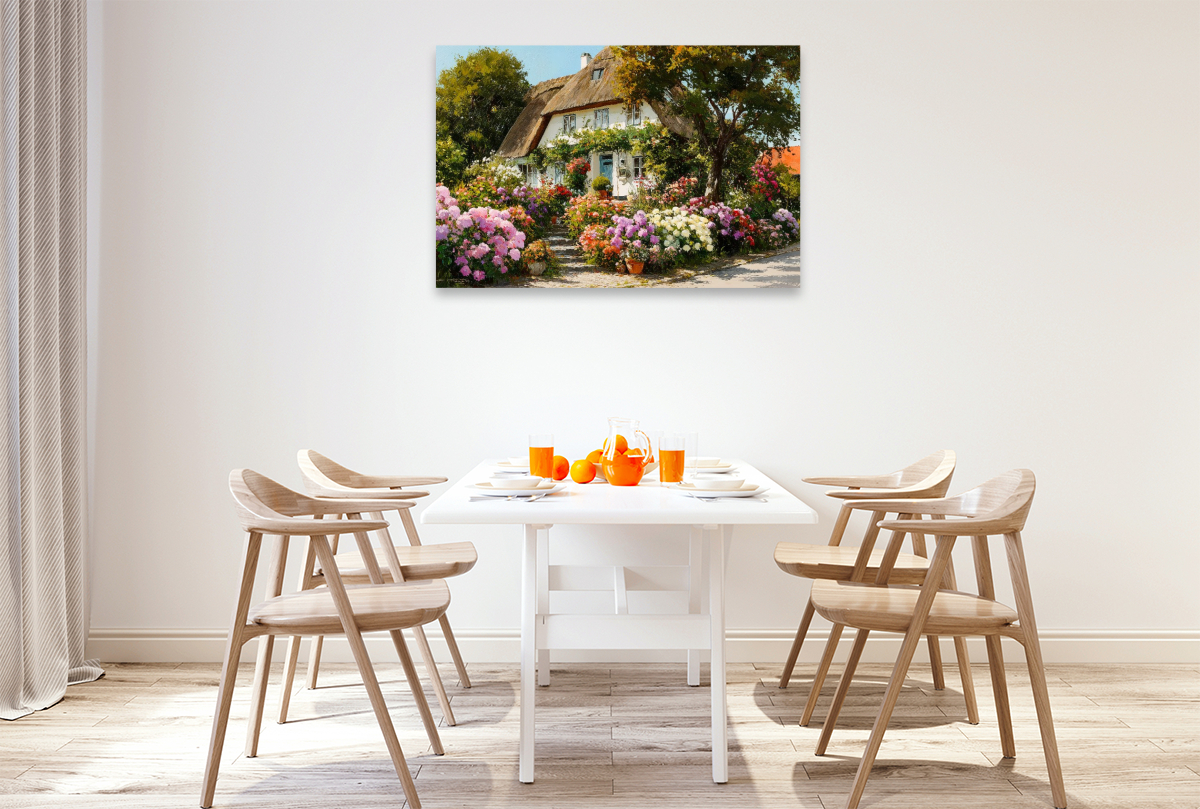 Reetdachhaus auf Sylt mit blühendem Garten in Keitum