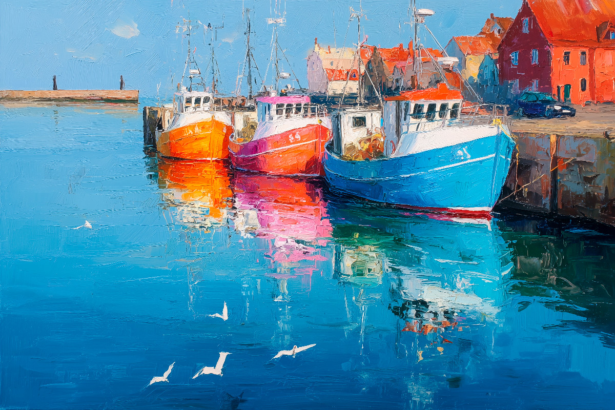 Fischerboote im Hafen von Hörnum auf Sylt – Maritime Kunst in Acryloptik