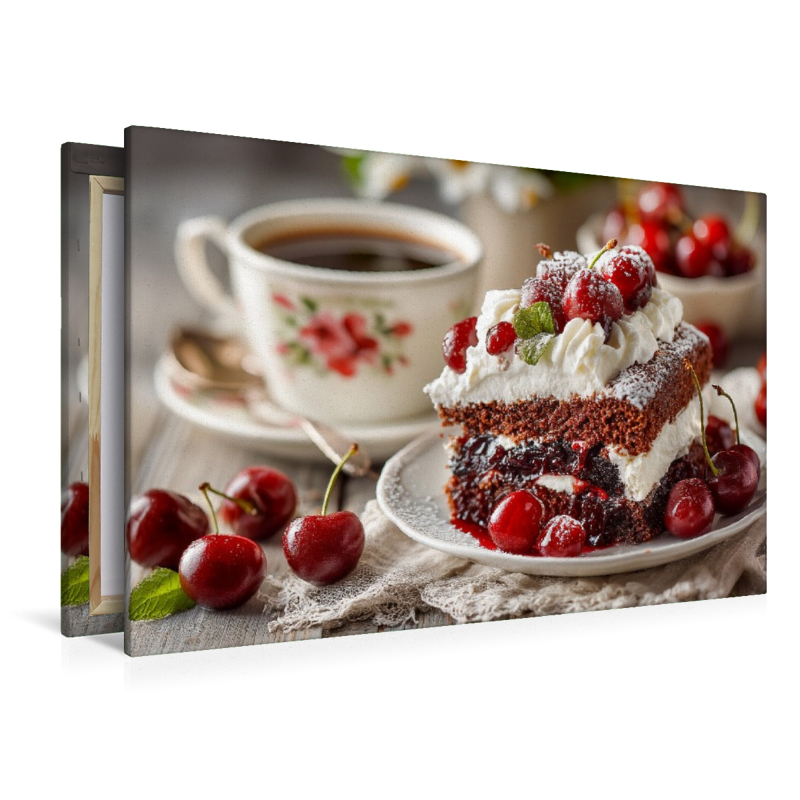 Schwarzwälder Kirschtorte Bild mit Kirschen und Kaffee