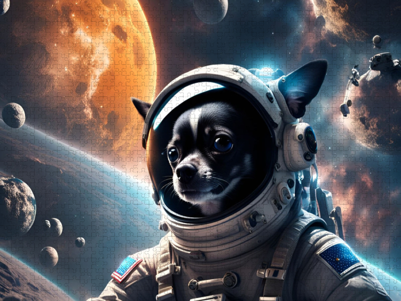 Chihuahua Raumfahrer im All