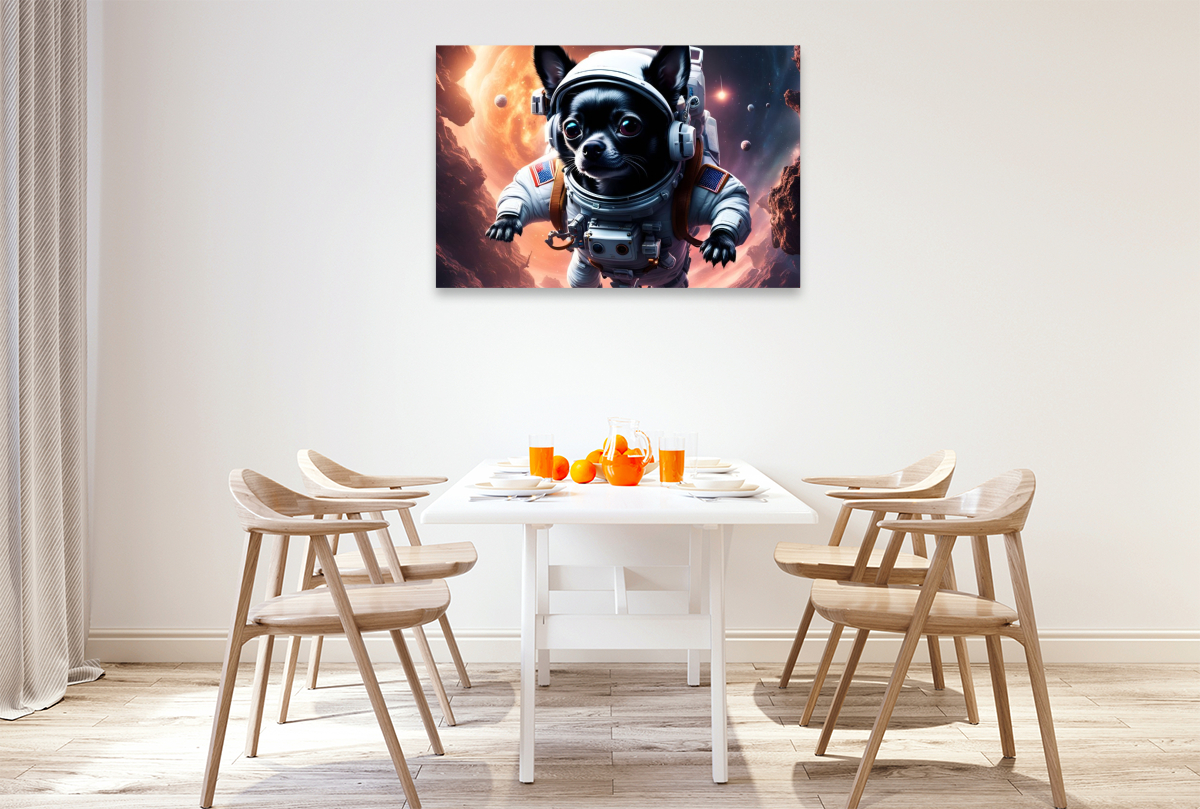 Chihuahua Raumfahrer im Raumschiff