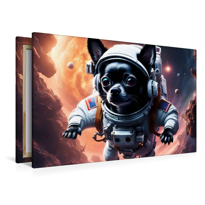 Chihuahua Raumfahrer im Raumschiff