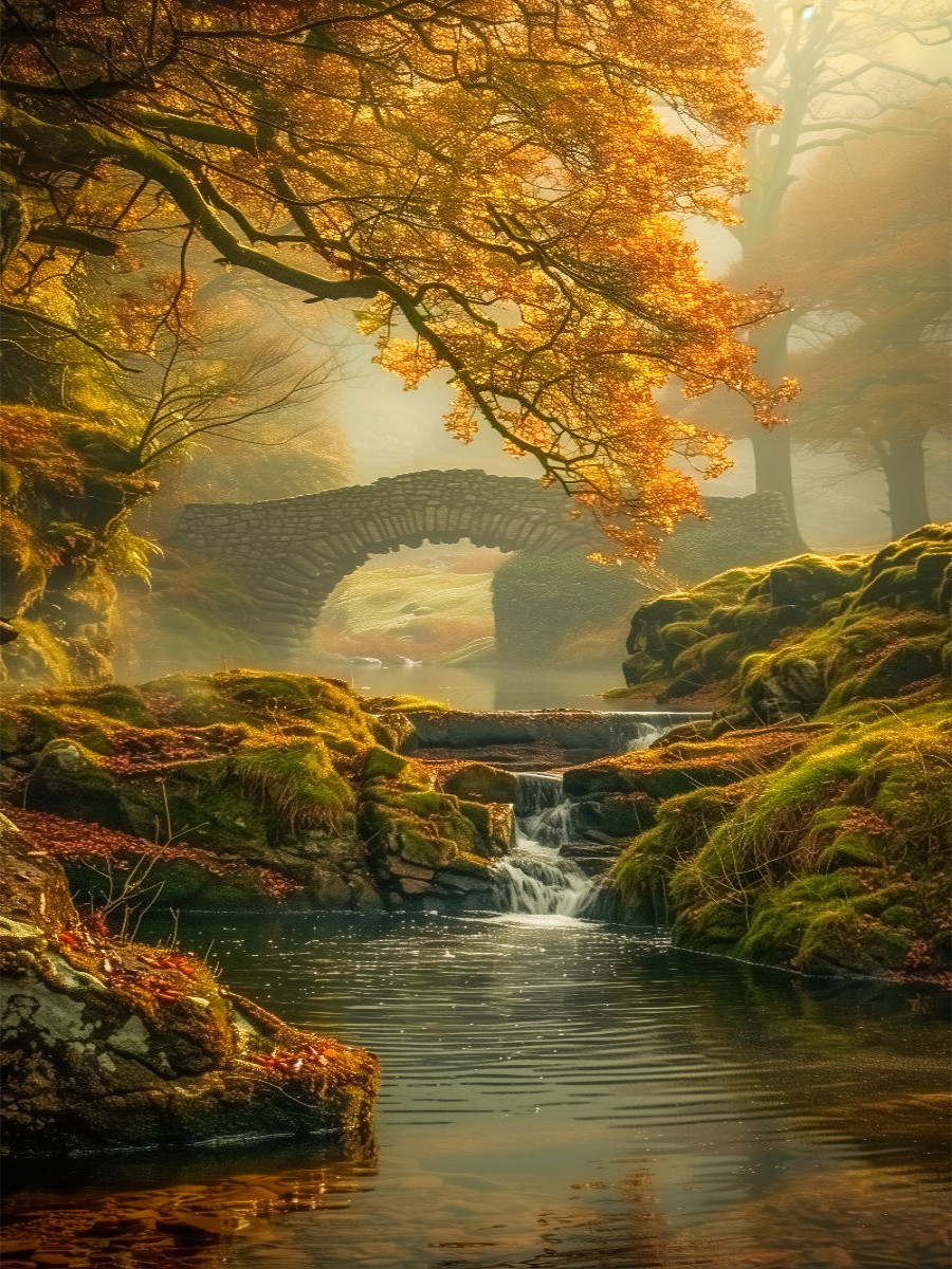 Das Knistern der Blätter, der Wind singt sein Lied, im Herbstwald, wo die Zeit stillstehen blieb