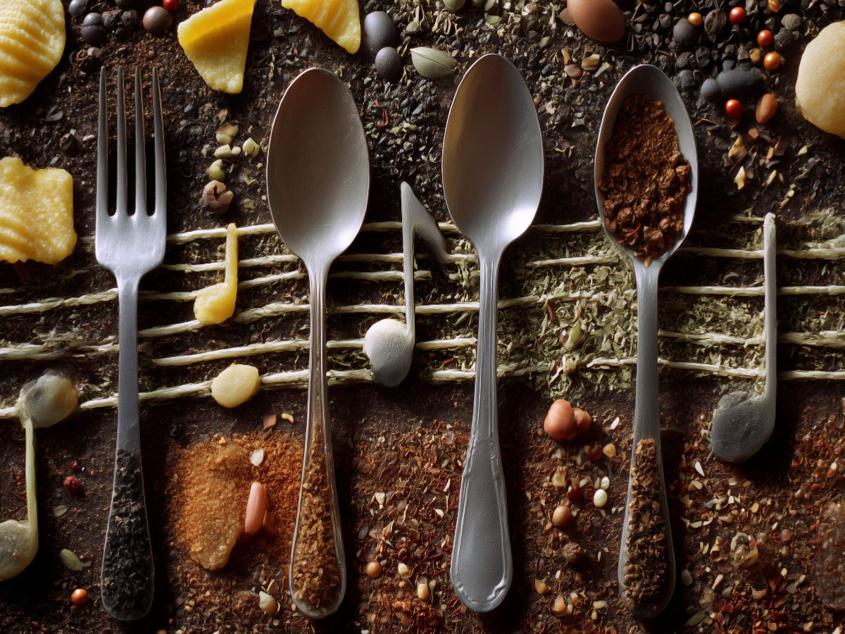 Gewürzmelodien mit Gabel und Löffeln