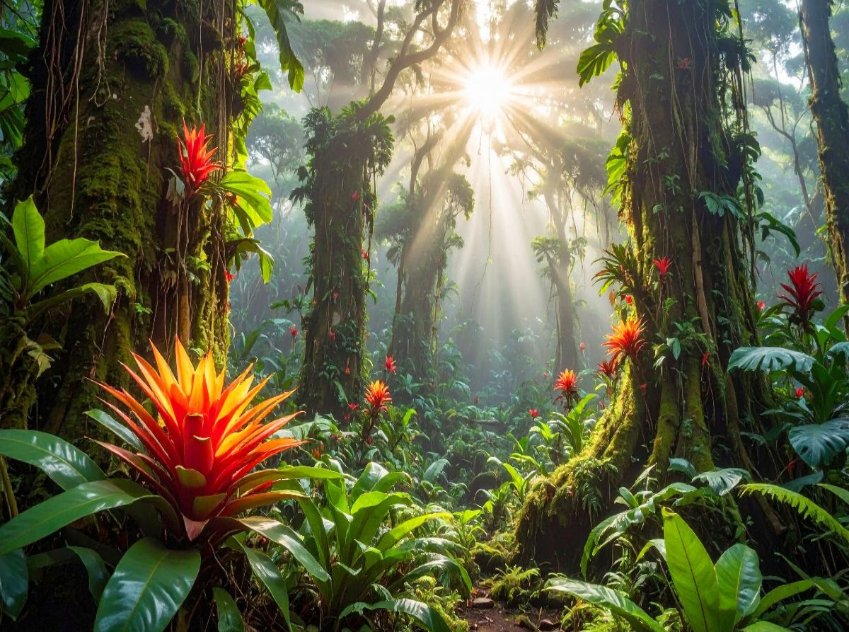 Dschungellandschaft mit Bromelien