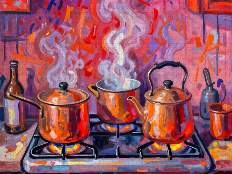 Kupferglut - Kupfertöpfe am Herd