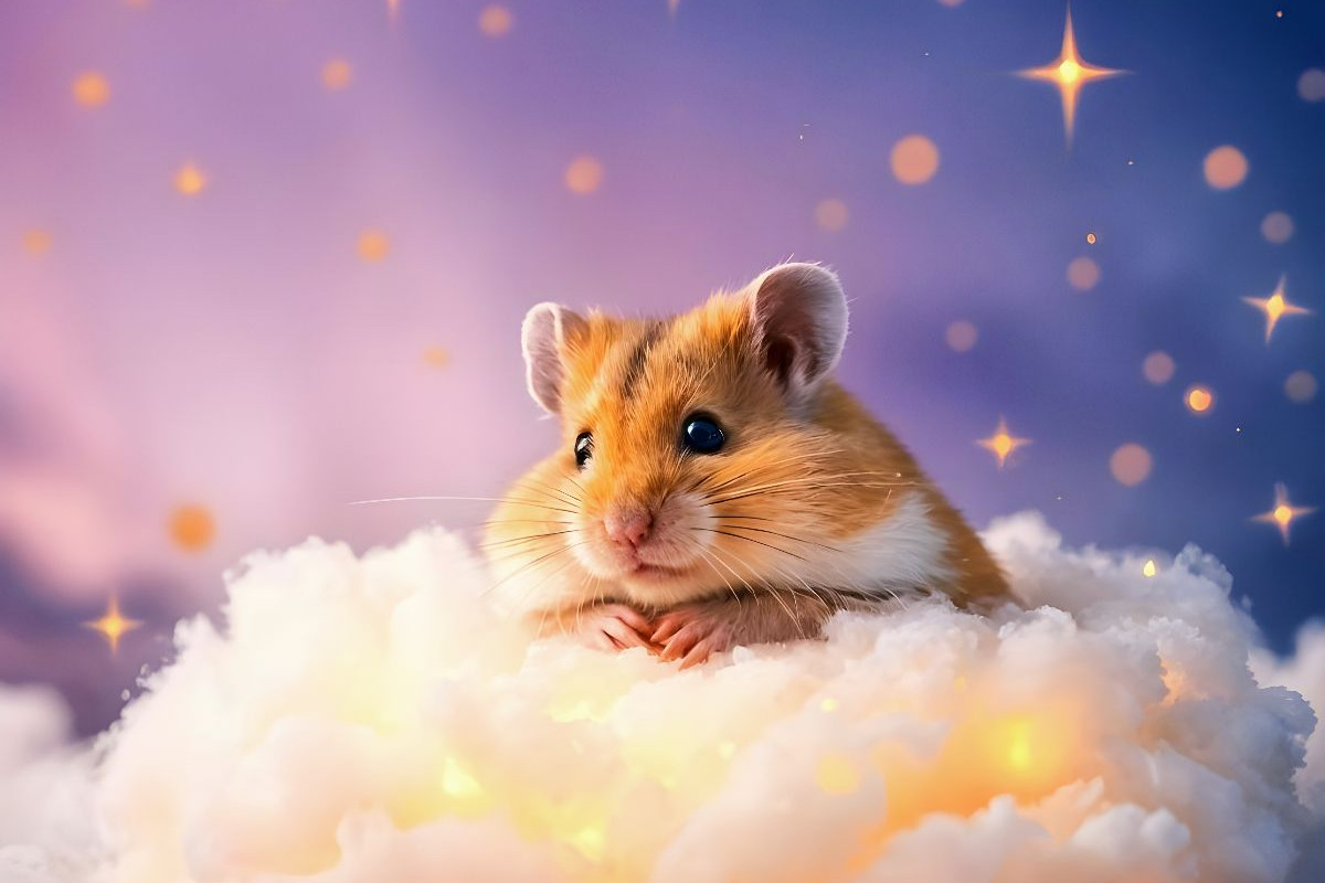Hamsters Wolkenbett unter Sternen