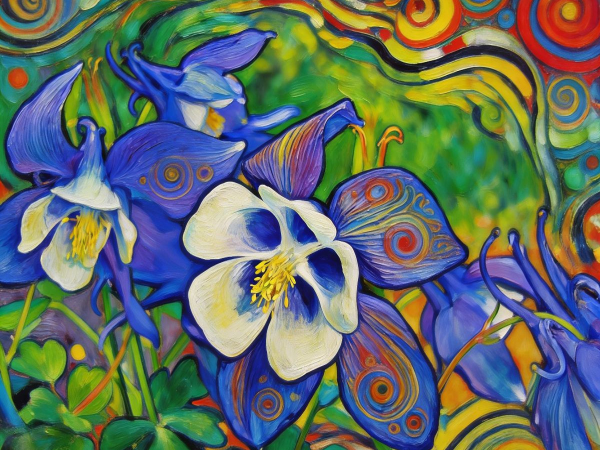 Akelei im modernen Jugenstil