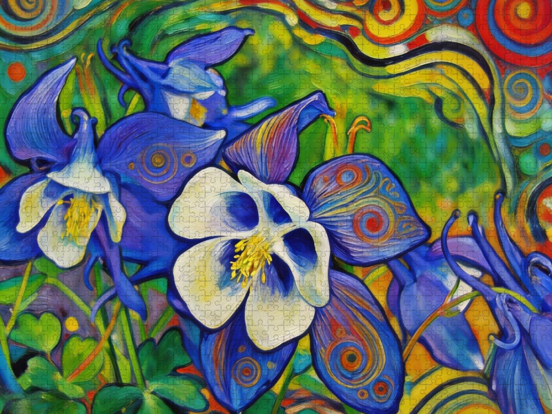 Akelei im modernen Jugenstil