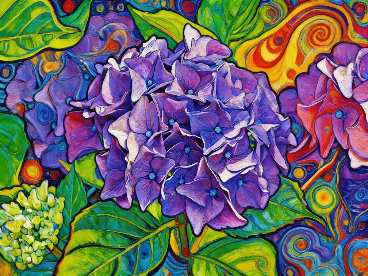 Hortensie im modernen Jugendstil