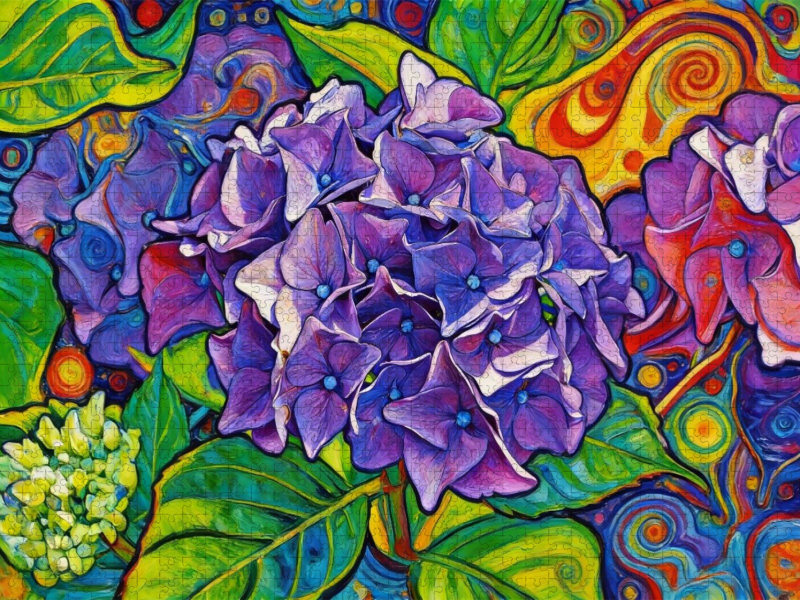 Hortensie im modernen Jugendstil