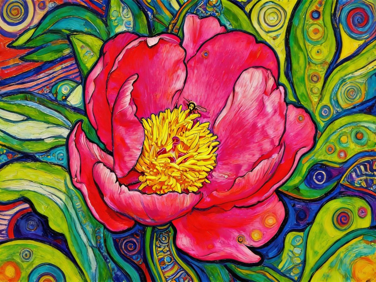 Pfingstrose im modernen Jugendstil