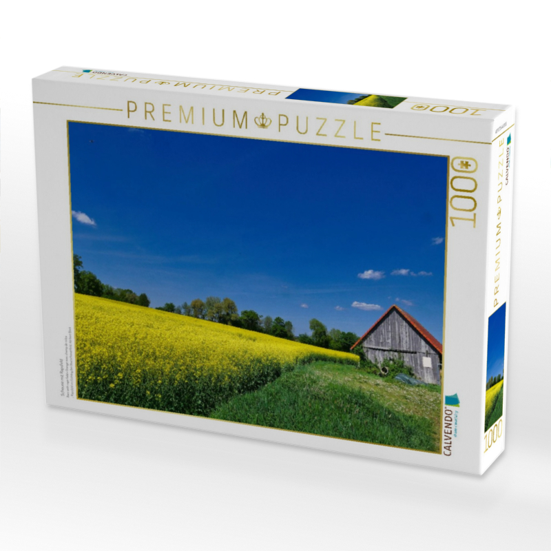 Scheune mit Rapsfeld