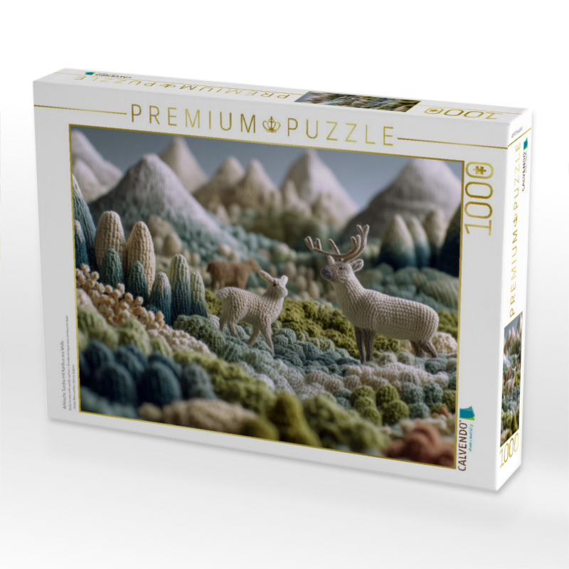 Arktische Tundra mit Karibus aus Wolle