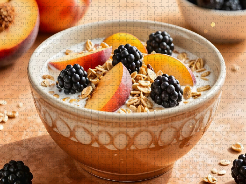 Müsli Stillleben - Saftige Fülle mit Nektarine und Brombeere