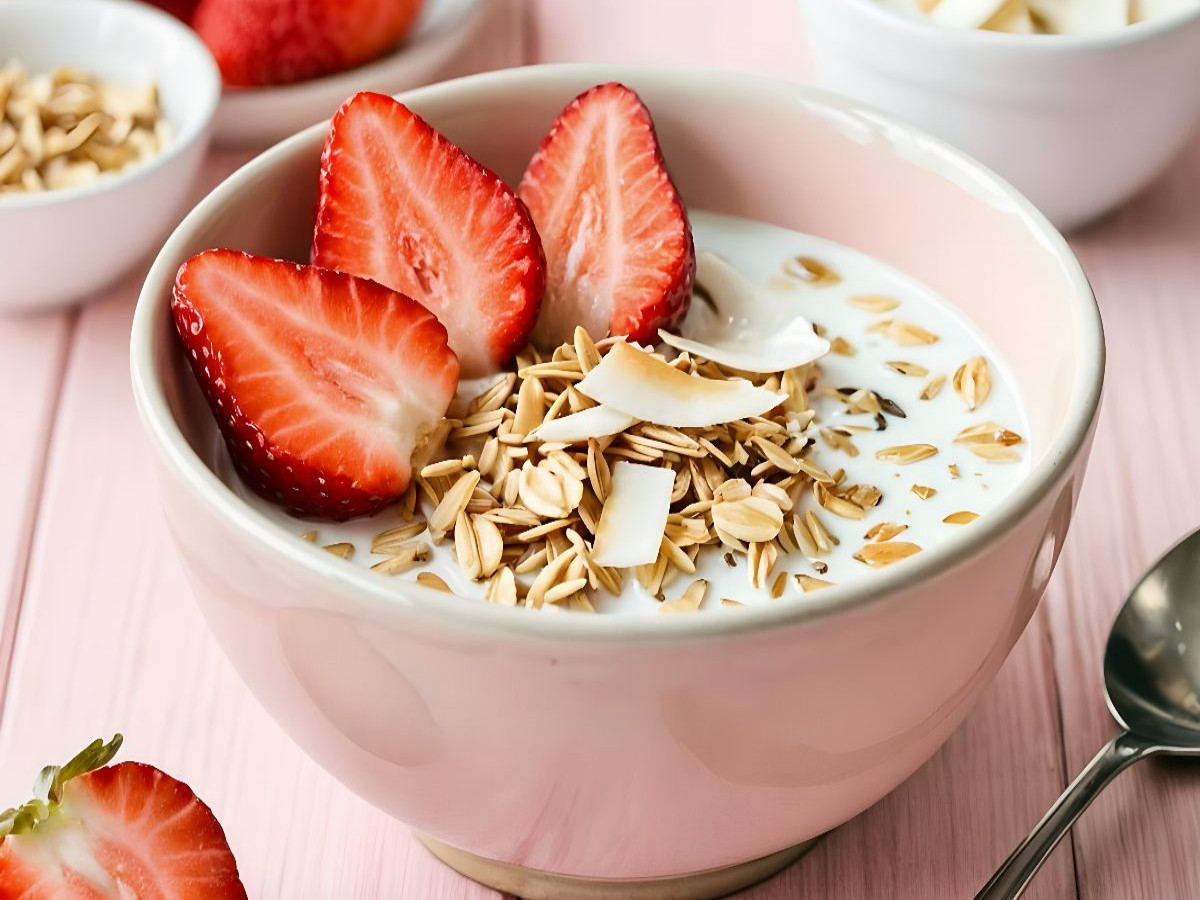 Müsli Stillleben - Erdbeersüße und Kokosduft